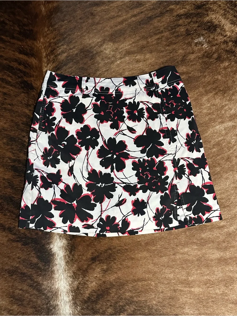 Charter Club Black, White & Pink Floral Golf Skort